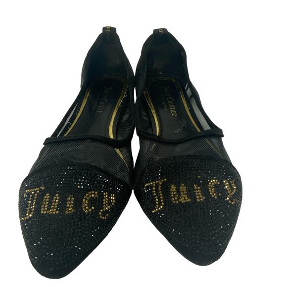 Juicy Couture Shoes - Juicy Couture Woman's Size 8.5 Black Mesh Slip On Flats Bling Point Toes Shoes